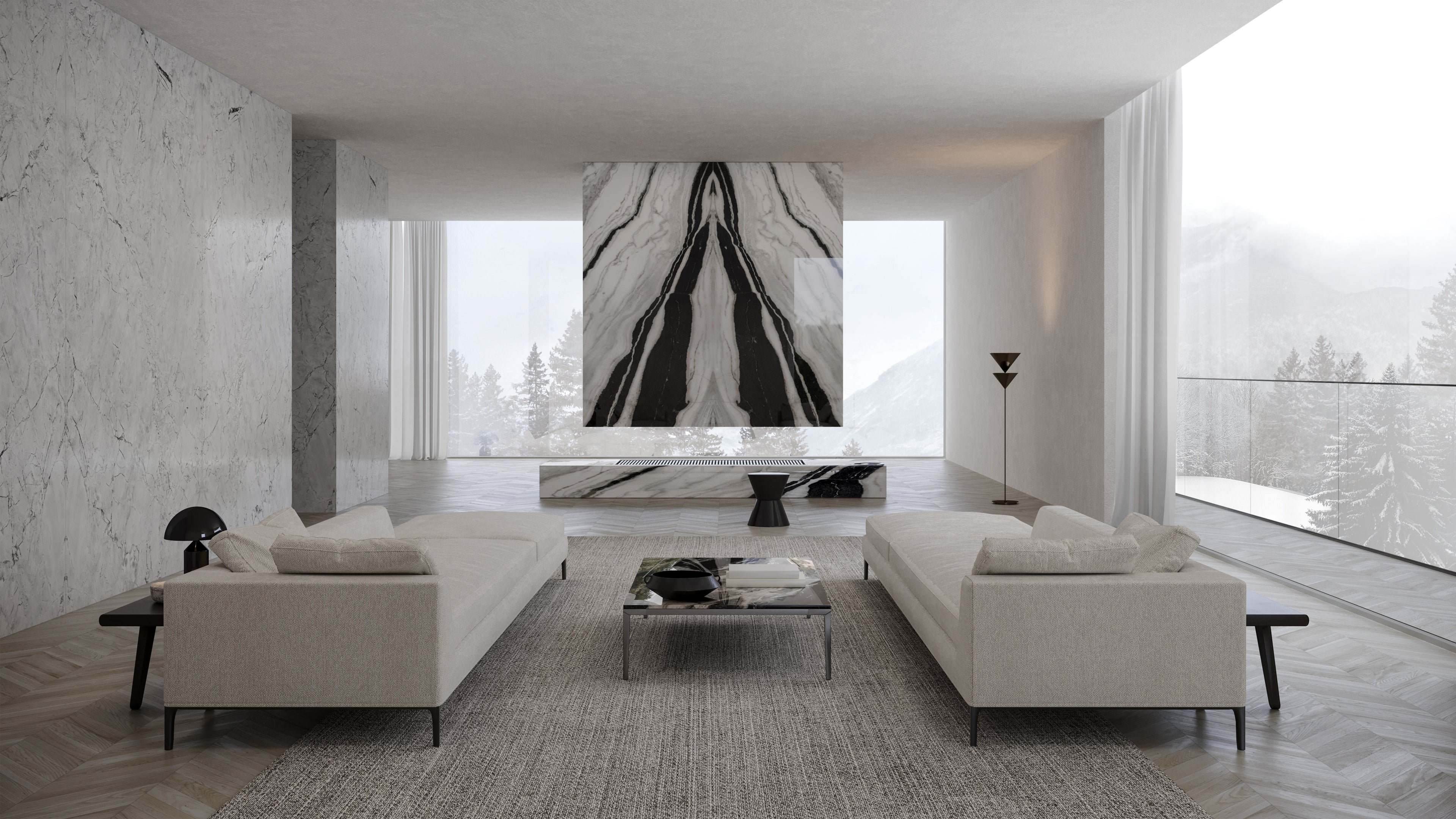 Bookmatch Panda &black White Honed Marble 160x320