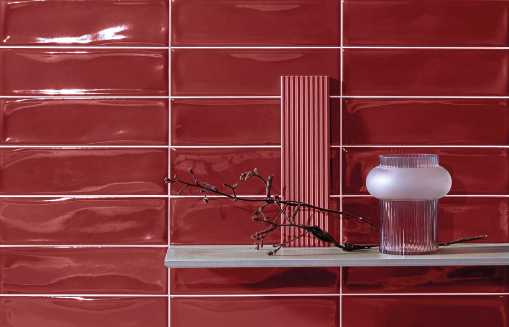 Rain Glassy Bordeaux Glossy Porcelain 7.5x30