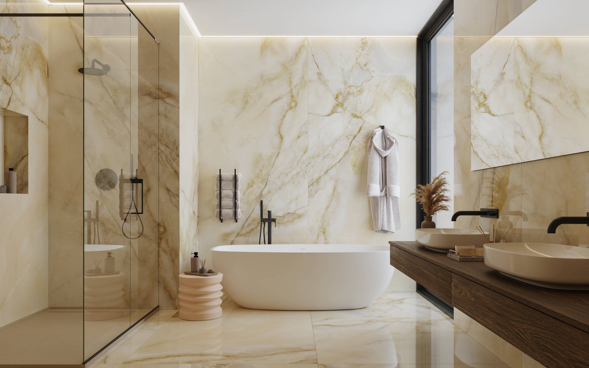 Onyx Gold Polished Marble 120x280